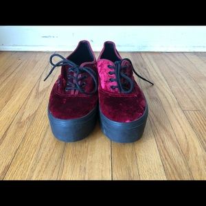 Platform Burgundy Velvet Vans Size 7.5